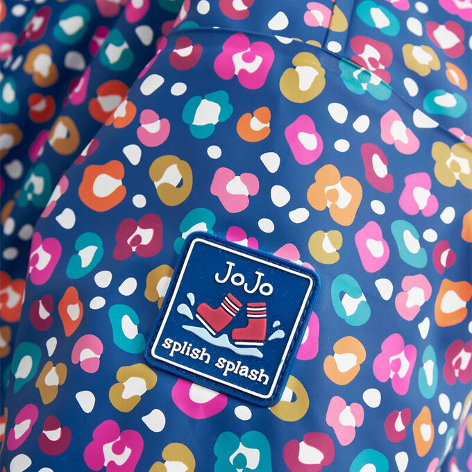 英國 JoJo Maman BeBe 防雨/防風刷毛外套_彩色豹紋_JJH3253