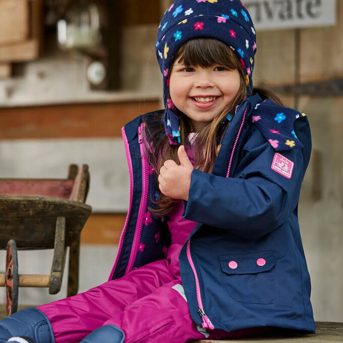 英國 JoJo Maman BeBe 四合一多功能防水保暖連帽外套_藍雪花_JJH2162