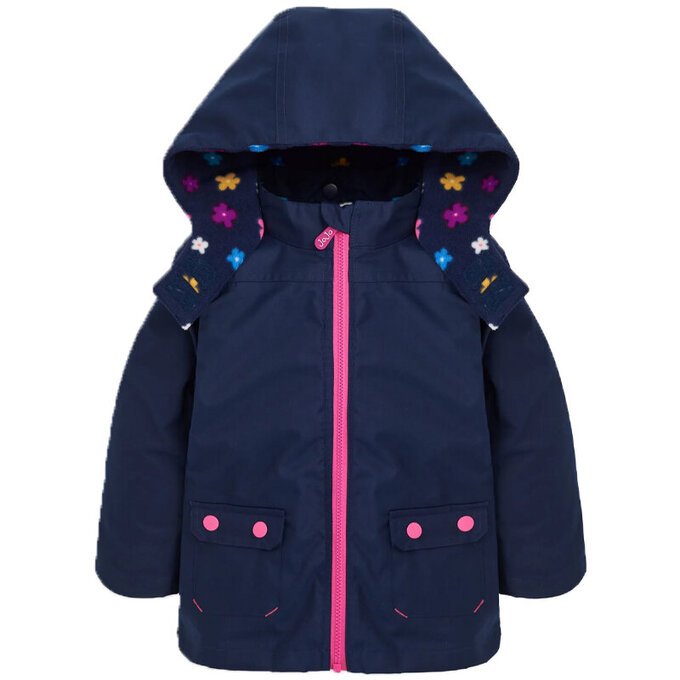 英國 JoJo Maman BeBe 四合一多功能防水保暖連帽外套_藍雪花_JJH2162