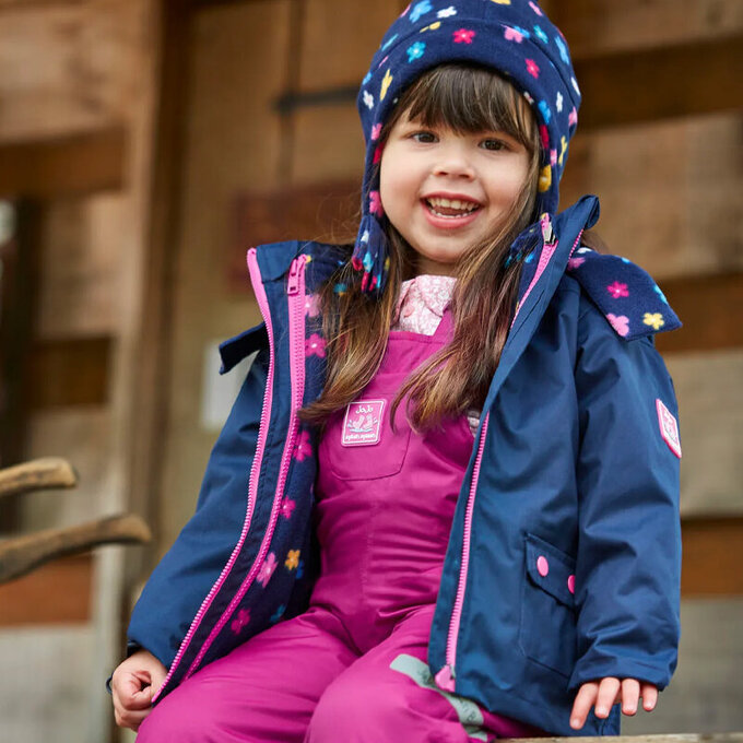 英國 JoJo Maman BeBe 四合一多功能防水保暖連帽外套_藍雪花_JJH2162