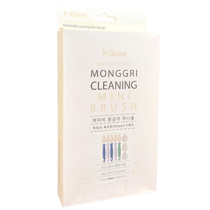 【5入組】正韓 hibee 極細緻奶嘴/奶瓶/杯蓋螺旋/各種細縫 海綿隙縫刷 _冷色系 HFB001C
