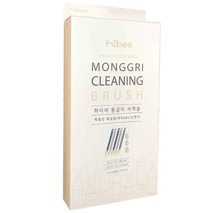 【5入組】正韓 hibee 極細緻奶嘴/奶瓶/杯蓋螺旋/各類杯具 海綿隙縫刷_冷色系 HFB002C