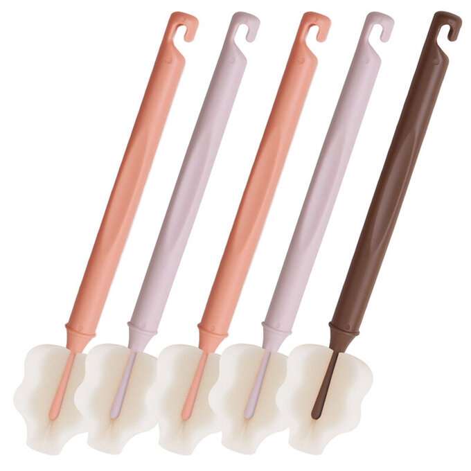 【5入組】正韓 hibee 極柔細水壺/杯子/保溫瓶/奶瓶 萬用海綿刷_雲朵款_暖色系 HFB003W