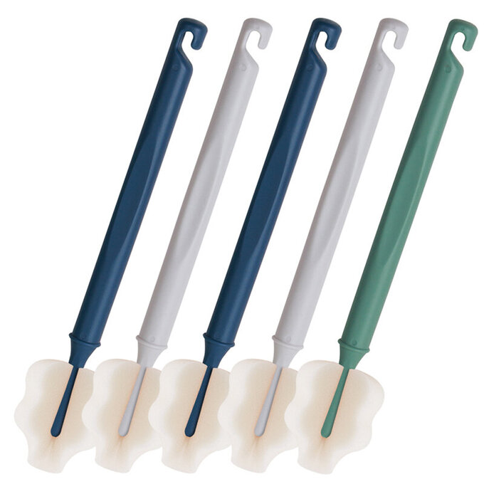 【5入組】正韓 hibee 極柔細水壺/杯子/保溫瓶/奶瓶 萬用海綿刷_雲朵款_冷色系 HFB003C