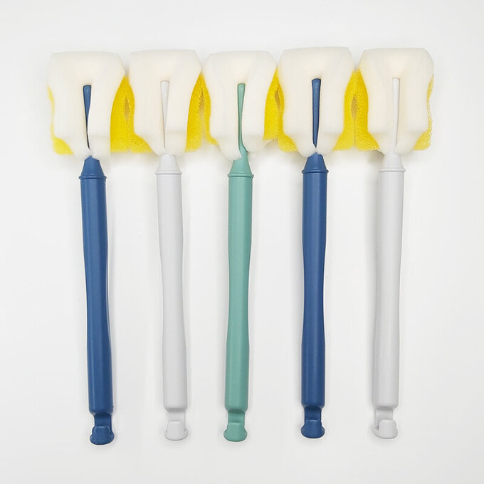 【5入組】正韓 hibee 極柔細水壺/杯子/保溫瓶/奶瓶 萬用海綿刷_棉花糖款_冷色系 HFB004C