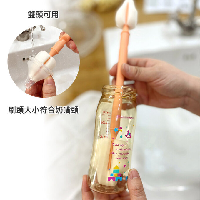 【5入組】正韓 hibee 極柔細水壺/杯子/保溫瓶/奶瓶 雙面萬用海綿刷_雙頭雲朵海綿刷+海綿隙縫刷_冷色系 HFB005C