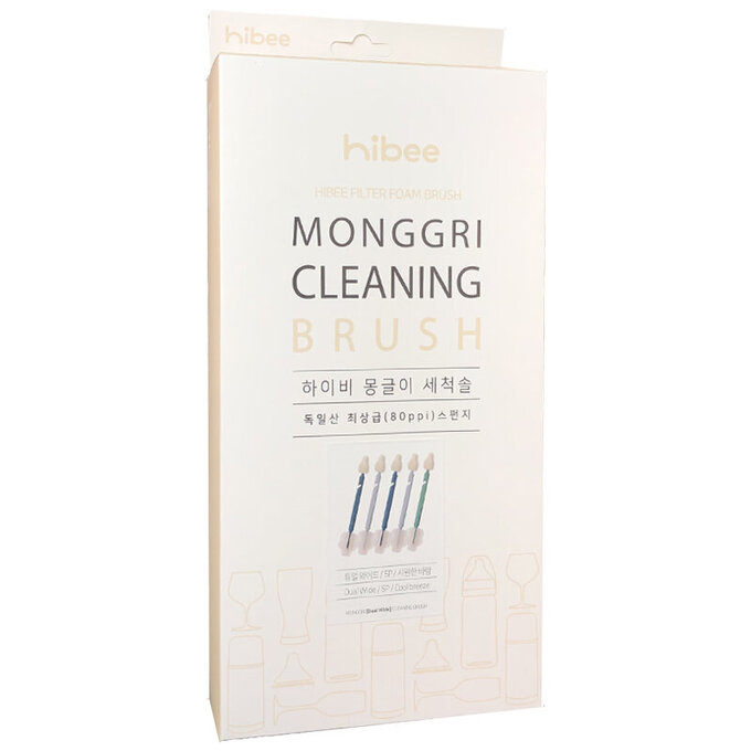 【5入組】正韓 hibee 極柔細水壺/杯子/保溫瓶/奶瓶 雙面萬用海綿刷_雙頭雲朵海綿刷+海綿隙縫刷_冷色系 HFB005C