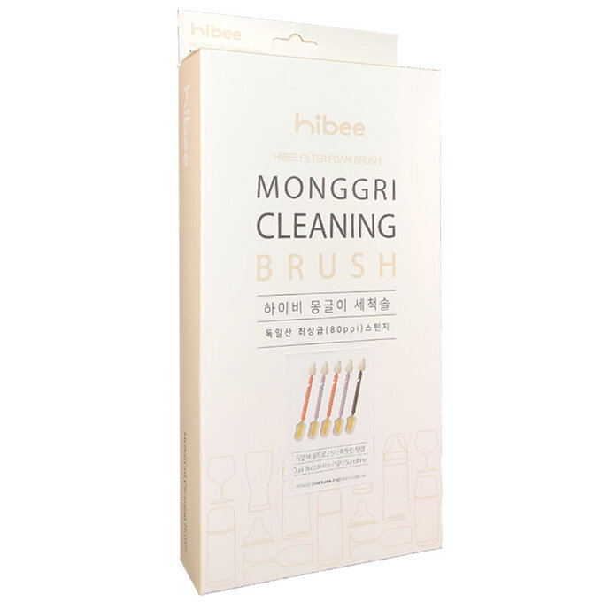 【5入組】正韓 hibee 極柔細水壺/杯子/保溫瓶/奶瓶 雙面萬用海綿刷_雙頭棉花糖海綿刷+海綿隙縫刷_暖色系 HFB006W