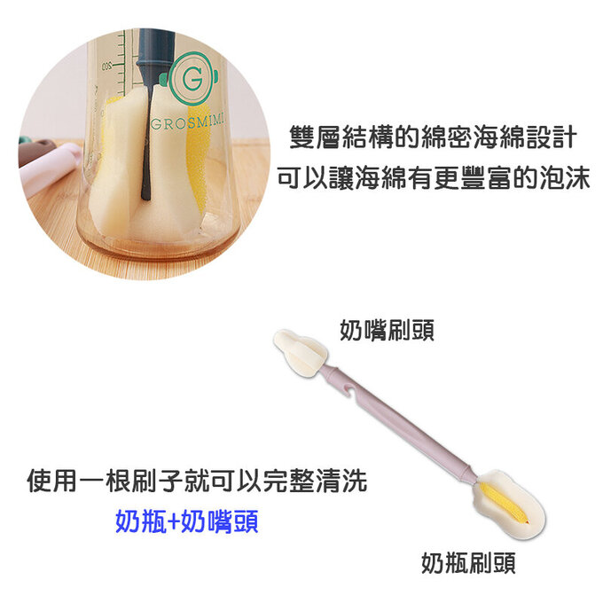 【5入組】正韓 hibee 極柔細水壺/杯子/保溫瓶/奶瓶 雙面萬用海綿刷_雙頭棉花糖海綿刷+海綿隙縫刷_冷色系_HFB006C
