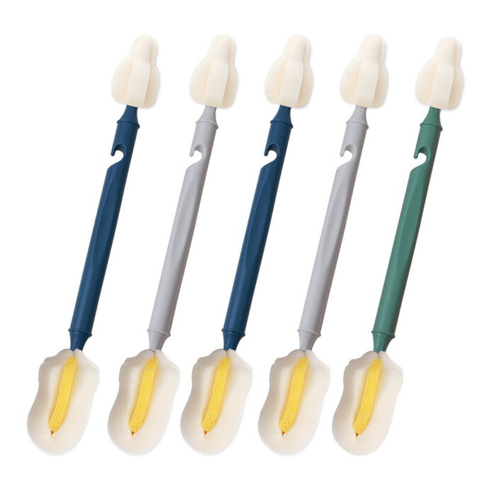 【5入組】正韓 hibee 極柔細水壺/杯子/保溫瓶/奶瓶 雙面萬用海綿刷_雙頭棉花糖海綿刷+海綿隙縫刷_冷色系_HFB006C