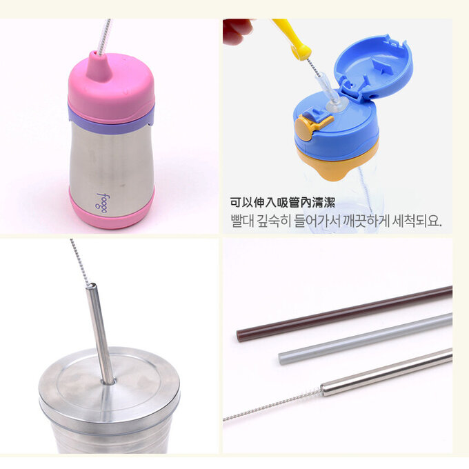 正韓 hibee 各類杯蓋/杯子/水壺縫隙/奶嘴/奶瓶 海綿萬用刷+吸管刷3入組 (櫻花粉+天空藍) HFB007PB