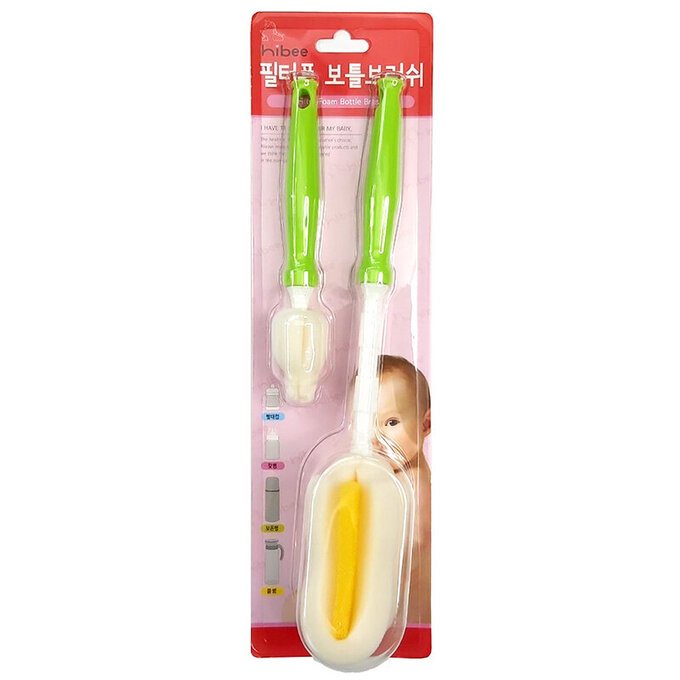 正韓 hibee 極柔細水瓶/水壺/保溫瓶/奶瓶 萬用海綿刷+海綿隙縫刷(薄荷綠)HFB009G