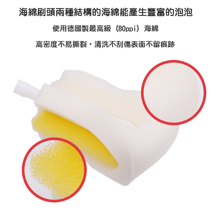 正韓 hibee 極柔細各類水瓶/水壺/保溫瓶/奶瓶 萬用海綿刷(旋轉型)+海綿隙縫刷 (櫻花粉) HFB0102P2 (兩套)