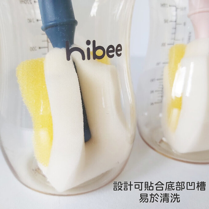 正韓 hibee 極柔細各類水瓶/水壺/保溫瓶/奶瓶 萬用海綿刷(旋轉型)+海綿隙縫刷 (櫻花粉) HFB0102P2 (兩套)
