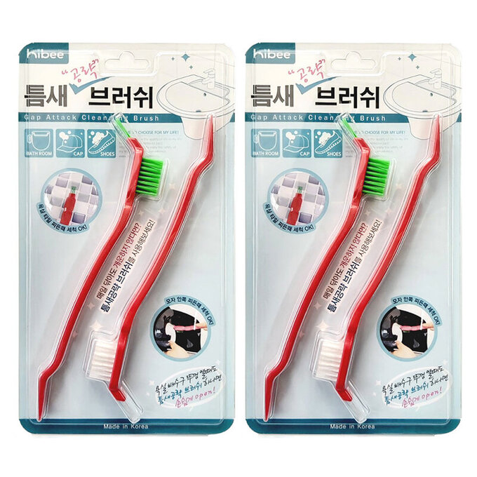 正韓 hibee 浴室洗手台/排水口/瓷磚隙縫 多功能縫隙刷/清潔刷2入(紅) HMB001R2（兩套四隻）