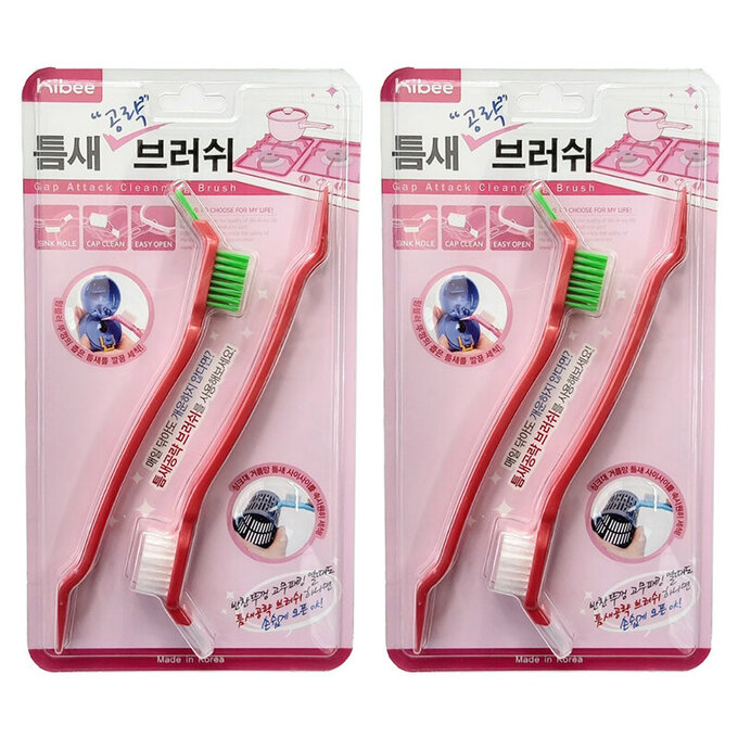 正韓 hibee 廚房保鮮盒邊緣/餐具/杯蓋/水槽邊緣 多功能縫隙刷2入(紅) HMB002R2（兩套四隻）