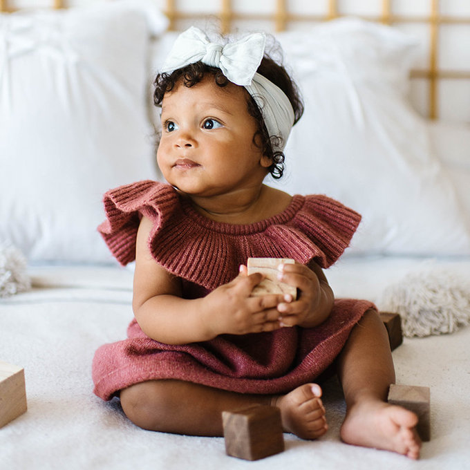 美國 baby bling 純手工極優雅細緻輕柔微彈性/毫無束縛感蝴蝶結髮帶/髮飾_經典款_霧灰_BBCK023