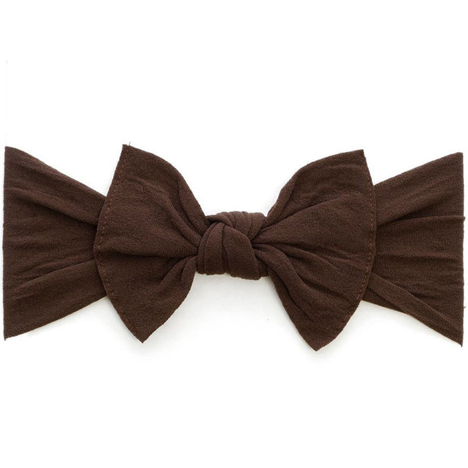 美國 baby bling 純手工極優雅細緻輕柔微彈性/毫無束縛感蝴蝶結髮帶/髮飾_經典款_深棕色_BBCK024