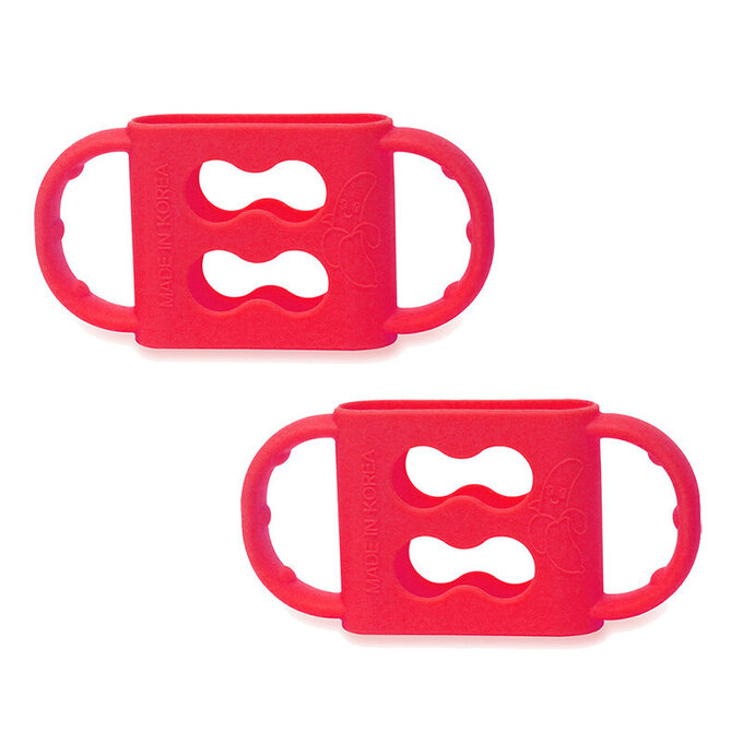 正韓 hibee 奶瓶/水瓶防滑矽膠手把/把手(小)_蘋果紅_HSBH1R2 （兩入）