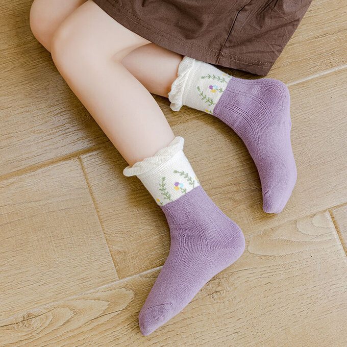【腳ㄚ子】兒童棉質中筒襪_紫羅蘭_ilb002