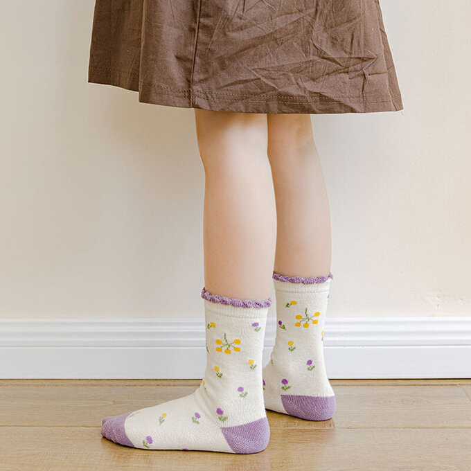 【腳ㄚ子】兒童棉質中筒襪_紫羅蘭_ilb002