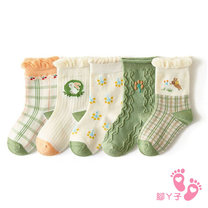 【腳ㄚ子】兒童棉質中筒襪_翡翠森林_ilb003