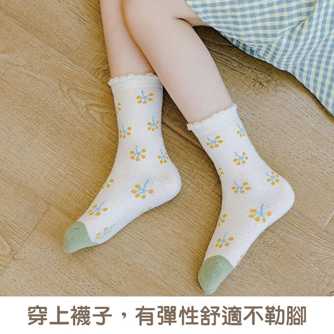 【腳ㄚ子】兒童棉質中筒襪_翡翠森林_ilb003