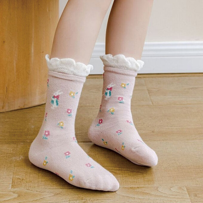 【腳ㄚ子】兒童棉質中筒襪_花花公主_ilb005