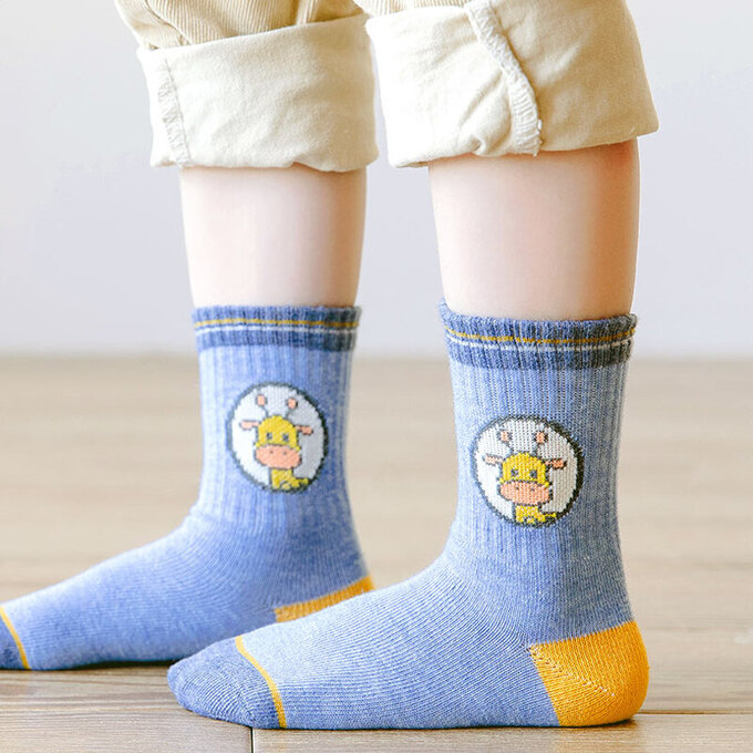 【腳ㄚ子】兒童棉質中筒襪_超Q長頸鹿_ilb007