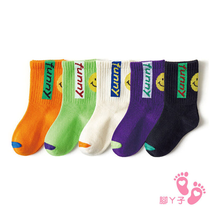 【腳ㄚ子】兒童棉質中筒襪_笑一個_ilb008