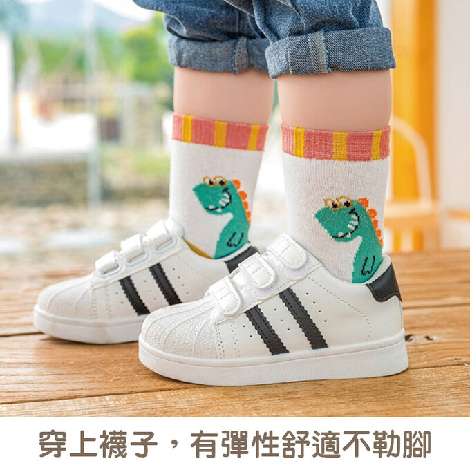 【腳ㄚ子】兒童棉質中筒襪_俏皮萌龍_ilb009