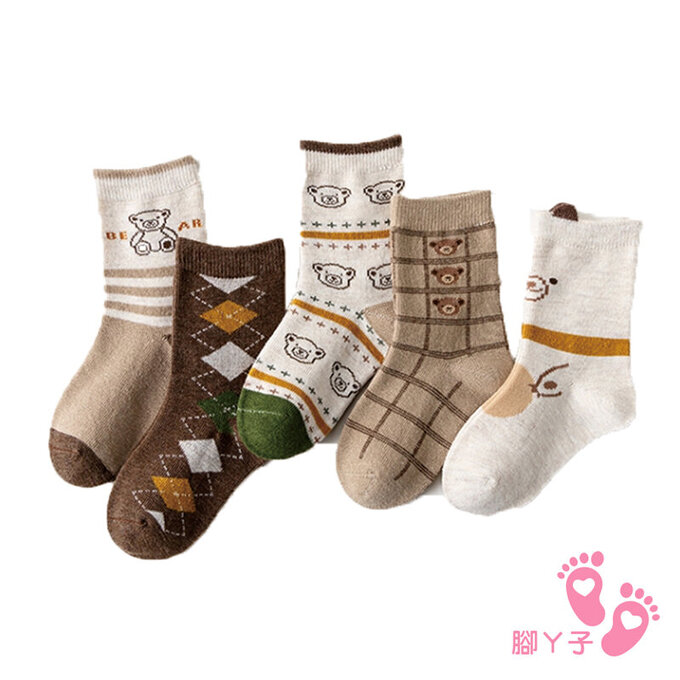 【腳ㄚ子】兒童棉質中筒襪_紳士熊寶_ilb011