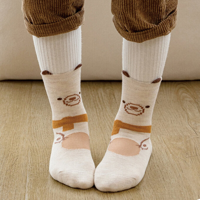 【腳ㄚ子】兒童棉質中筒襪_紳士熊寶_ilb011