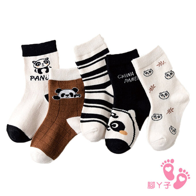 【腳ㄚ子】兒童棉質中筒襪_熊貓家族_ilb013