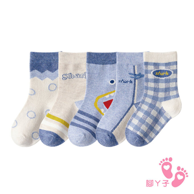 【腳ㄚ子】兒童棉質中筒襪_鯊魚先生_ilb014