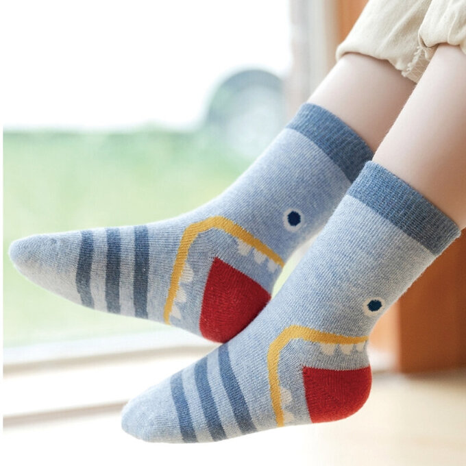 【腳ㄚ子】兒童棉質中筒襪_鯊魚先生_ilb014