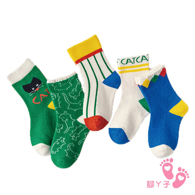 【腳ㄚ子】兒童棉質中筒襪_畢卡索喵_ilb015