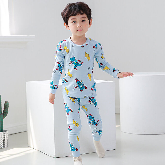 正韓 Cogibu 極舒適無螢光劑 100% 有機棉幼兒/兒童睡衣/家居服套裝組_閃電俠_CGA002