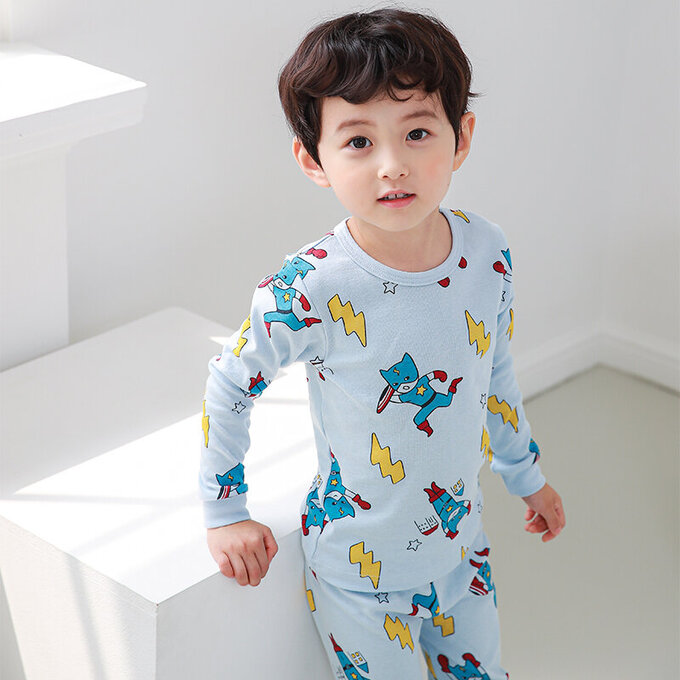 正韓 Cogibu 極舒適無螢光劑 100% 有機棉幼兒/兒童睡衣/家居服套裝組_閃電俠_CGA002