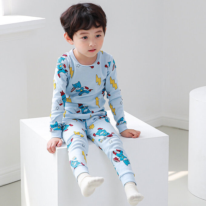 正韓 Cogibu 極舒適無螢光劑 100% 有機棉幼兒/兒童睡衣/家居服套裝組_閃電俠_CGA002