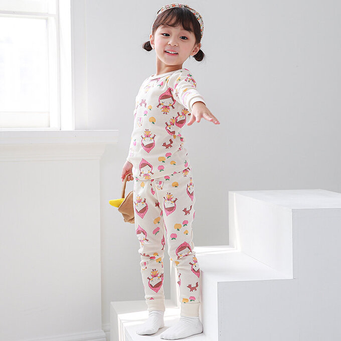 正韓 Cogibu 極舒適無螢光劑 100% 有機棉幼兒/兒童睡衣/家居服套裝組_小紅帽_CGA005