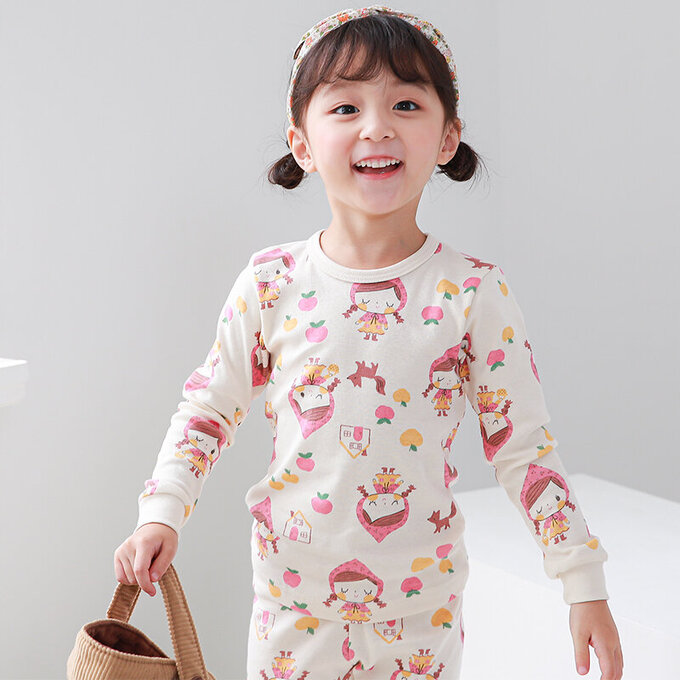 正韓 Cogibu 極舒適無螢光劑 100% 有機棉幼兒/兒童睡衣/家居服套裝組_小紅帽_CGA005