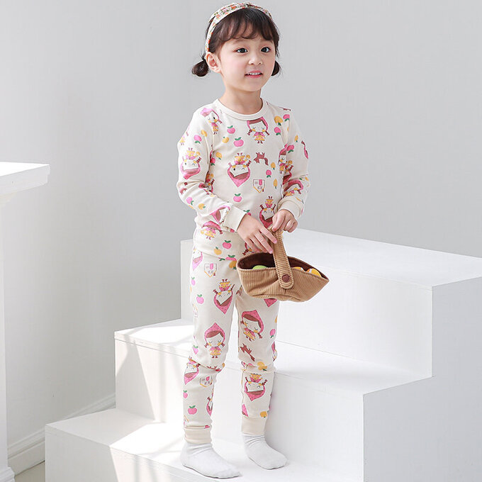 正韓 Cogibu 極舒適無螢光劑 100% 有機棉幼兒/兒童睡衣/家居服套裝組_小紅帽_CGA005