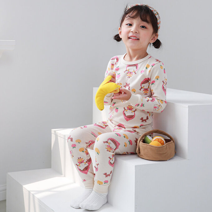 正韓 Cogibu 極舒適無螢光劑 100% 有機棉幼兒/兒童睡衣/家居服套裝組_小紅帽_CGA005