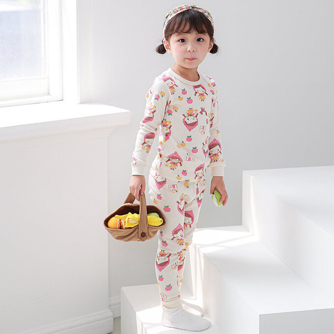 正韓 Cogibu 極舒適無螢光劑 100% 有機棉幼兒/兒童睡衣/家居服套裝組_小紅帽_CGA005
