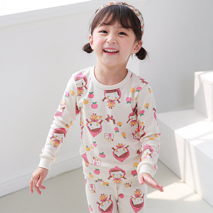 正韓 Cogibu 極舒適無螢光劑 100% 有機棉幼兒/兒童睡衣/家居服套裝組_小紅帽_CGA005
