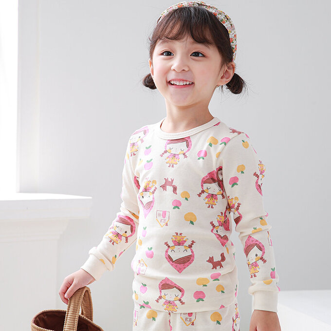 正韓 Cogibu 極舒適無螢光劑 100% 有機棉幼兒/兒童睡衣/家居服套裝組_小紅帽_CGA005