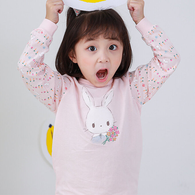 正韓 Cogibu 極舒適無螢光劑 100% 有機棉幼兒/兒童睡衣/家居服套裝組_小花園_CGB004