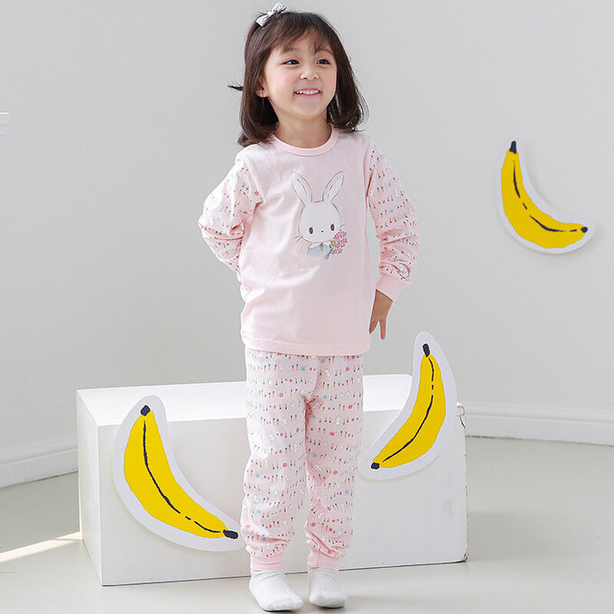 正韓 Cogibu 極舒適無螢光劑 100% 有機棉幼兒/兒童睡衣/家居服套裝組_小花園_CGB004