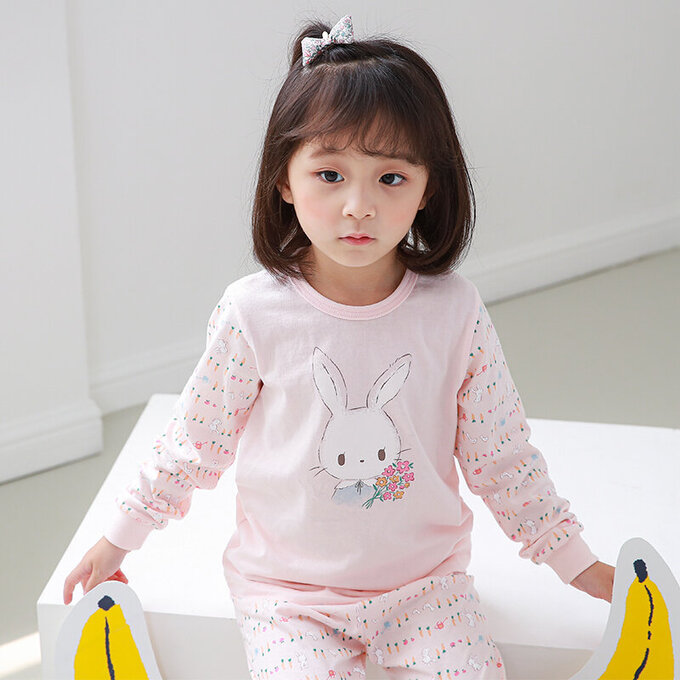 正韓 Cogibu 極舒適無螢光劑 100% 有機棉幼兒/兒童睡衣/家居服套裝組_小花園_CGB004